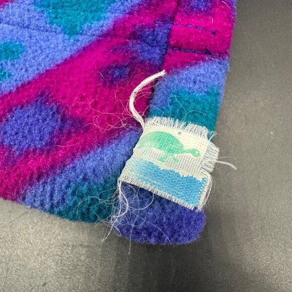 Vintage Winter Hat 90s Turtle Fur USA Fleece Purple Blue Retro Beanie Toboggan - Picture 7 of 10